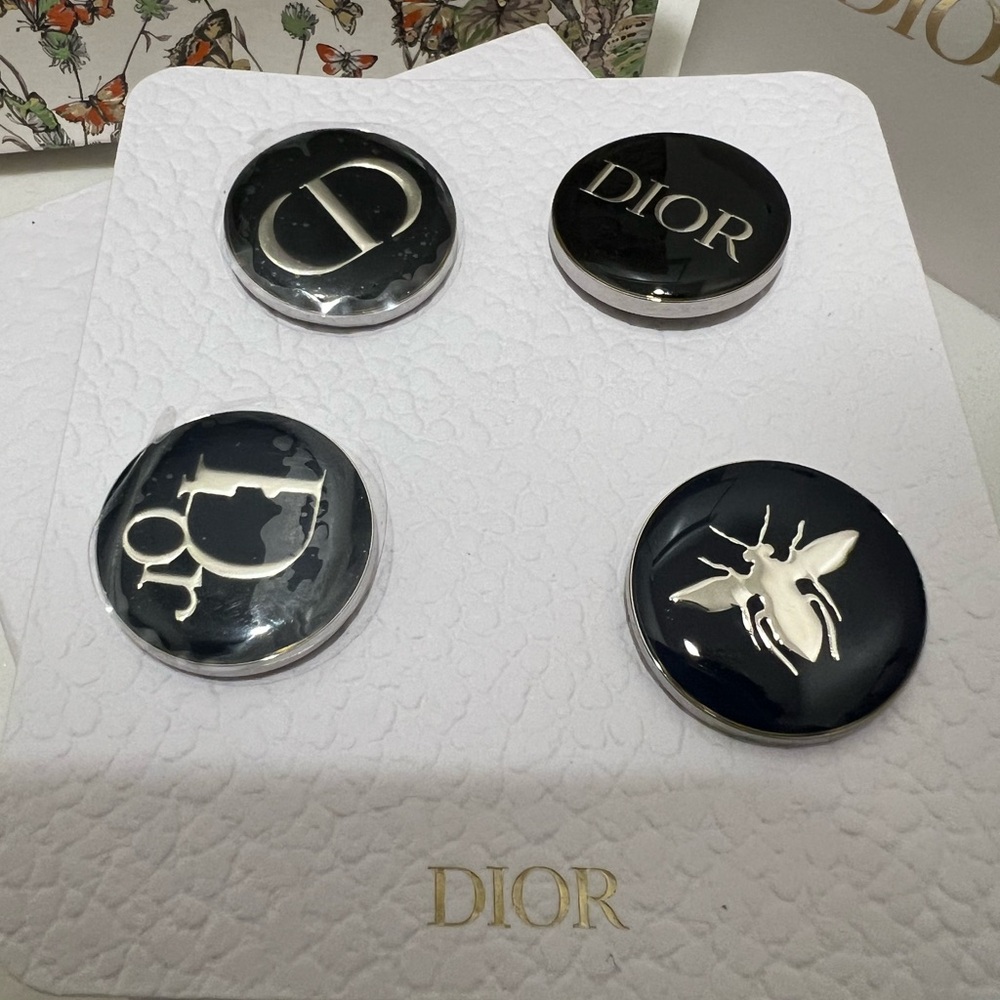 Dior Navy and Silver Logo Button Pin Set